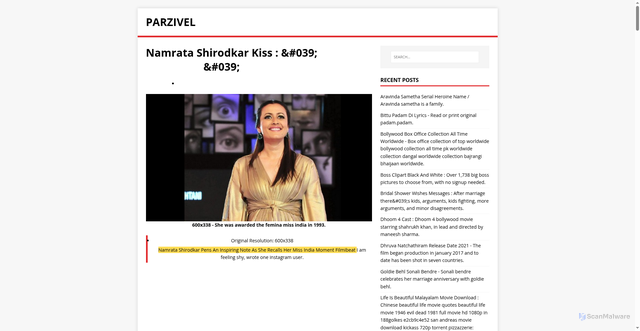 Security scan screenshot of https://ziparvel.pages.dev/post/namrata-shirodkar-kiss/