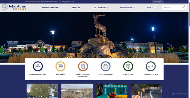 Security scan screenshot of https://johnstownco.gov/