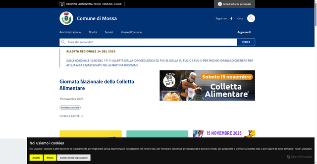 Security scan screenshot of https://www.comune.mossa.go.it/