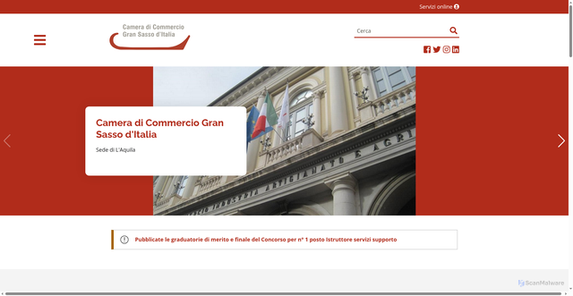 Security scan screenshot of https://www.cameragransasso.camcom.it/