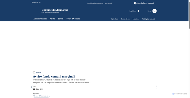 Security scan screenshot of https://www.comunedimandanici.it/