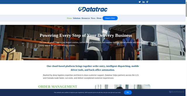 Security scan screenshot of https://datatrac.com