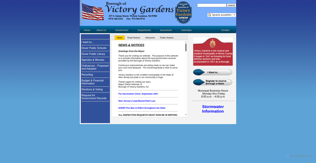 Security scan screenshot of https://victorygardensnj.gov/