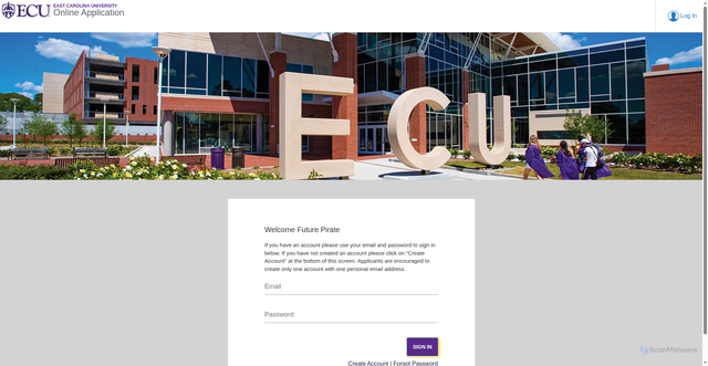 Security scan screenshot of https://eastcarolina.my.site.com/undergraduate/TX_SiteLogin?startURL=%2Fundergraduate%2FTargetX_Base__Portal