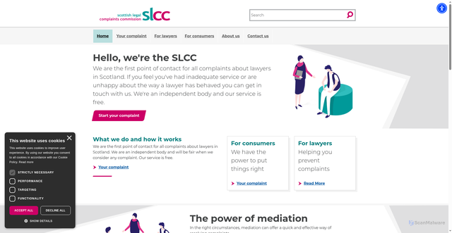 Security scan screenshot of https://www.scottishlegalcomplaints.org.uk/