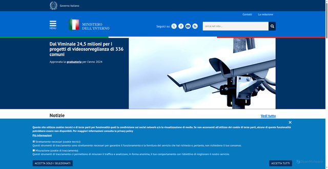 Security scan screenshot of https://www.interno.gov.it/it