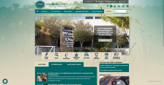 Security scan screenshot of https://www.otaywater.gov/