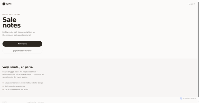 Security scan screenshot of https://lyntis.se