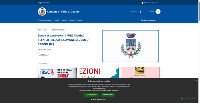 Security scan screenshot of https://www.comune.vodo.bl.it/it