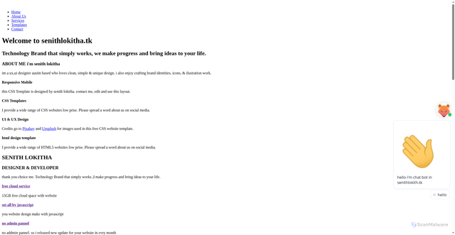 Security scan screenshot of https://senithlokitha-tk.pages.dev/tempgallery/senith-a5/tempgallery.html