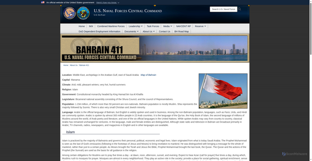 Security scan screenshot of https://www.cusnc.navy.mil/About-Us/Bahrain-4111/
