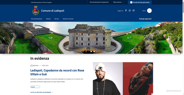 Security scan screenshot of https://www.comune.ladispoli.rm.it/