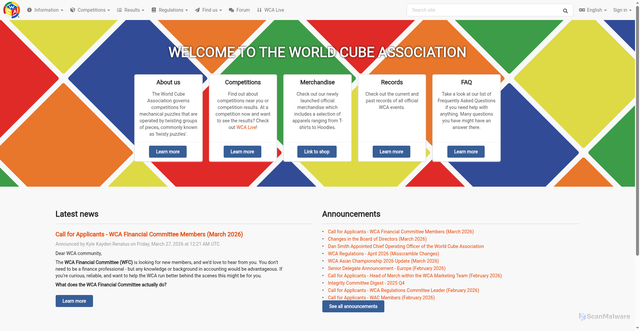 Security scan screenshot of https://worldcubeassociation.org