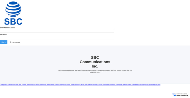 Security scan screenshot of https://sbc-verifier-sign-in-f8f1dd.webflow.io/