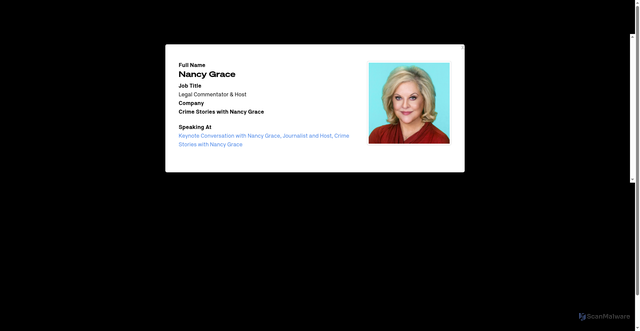 Security scan screenshot of https://events.variety.com/truecrime/speaker/2154547/nancy-grace