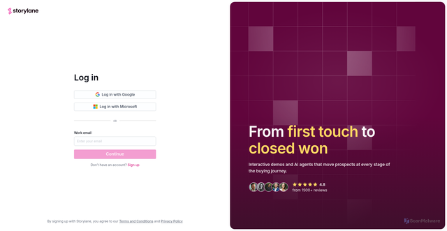 Security scan screenshot of https://app.storylane.io