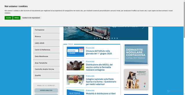 Security scan screenshot of https://www.izs-sardegna.it