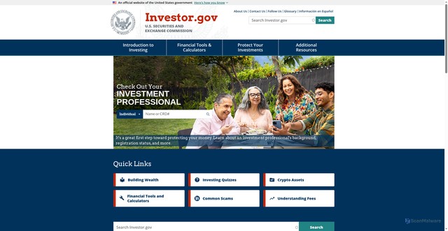 Security scan screenshot of https://investor.gov
