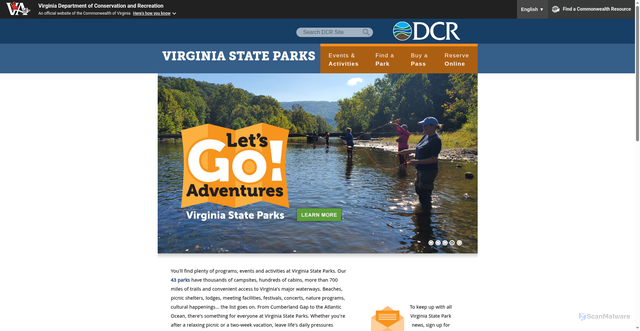 Security scan screenshot of https://www.dcr.virginia.gov/state-parks/