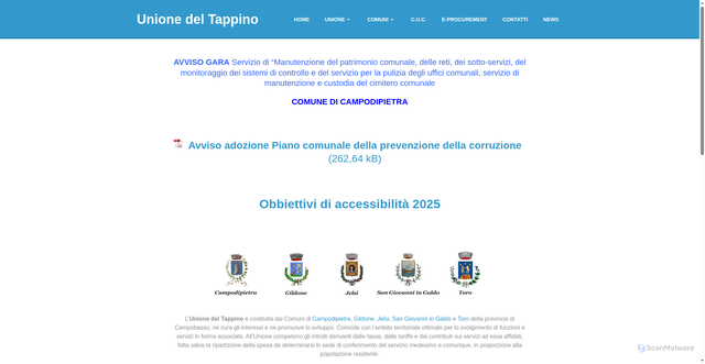 Security scan screenshot of https://www.unionedeltappino.it/