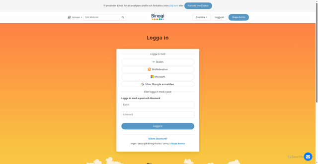 Security scan screenshot of https://app.binogi.se/