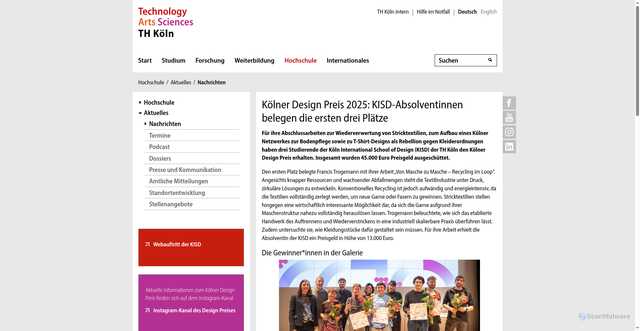 Security scan screenshot of https://www.th-koeln.de/hochschule/koelner-design-preis-2025_131246.php