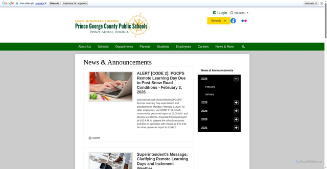 Security scan screenshot of https://pgs.edlioschool.com/apps/news/