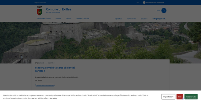 Security scan screenshot of https://comune.exilles.to.it/