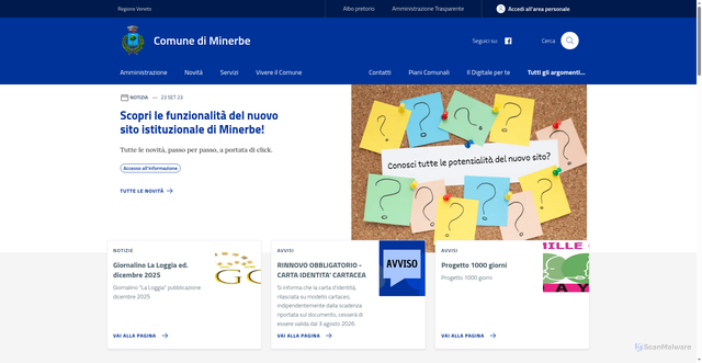 Security scan screenshot of https://www.comune.minerbe.vr.it/