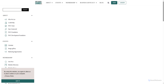 Security scan screenshot of https://business.fortworthchamber.com/list/category/financial-services-1210