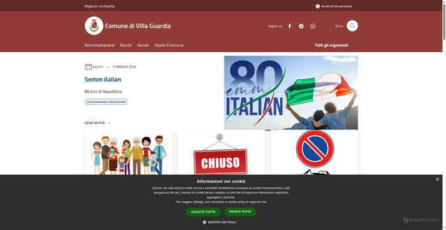Security scan screenshot of https://www.comune.villaguardia.co.it