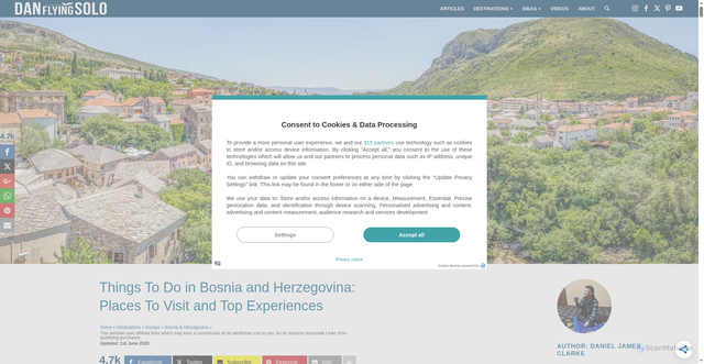 Security scan screenshot of https://www.danflyingsolo.com/reasons-visit-bosnia-herzegovina/