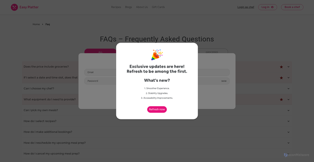 Security scan screenshot of https://alerts.easyplatter.com/faq/