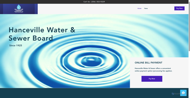 Security scan screenshot of https://www.hancevillewateral.gov/