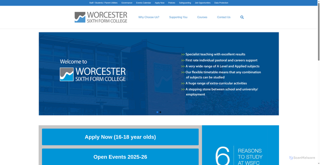 Security scan screenshot of http://www.wsfc.ac.uk