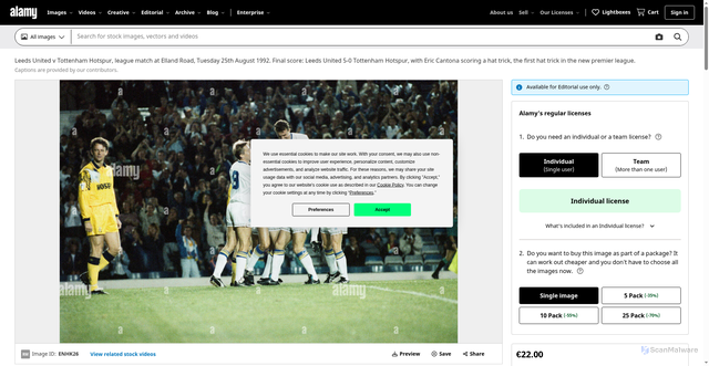 Security scan screenshot of https://www.alamy.com/stock-photo-leeds-united-v-tottenham-hotspur-league-match-at-elland-road-tuesday-82137390.html