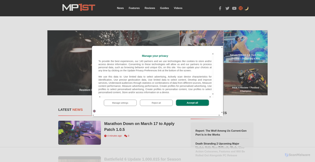 Security scan screenshot of https://mp1st.com