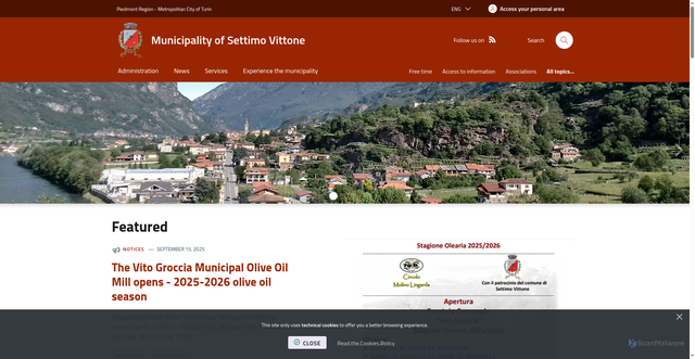 Security scan screenshot of https://www.comune.settimovittone.to.it/it-it/home