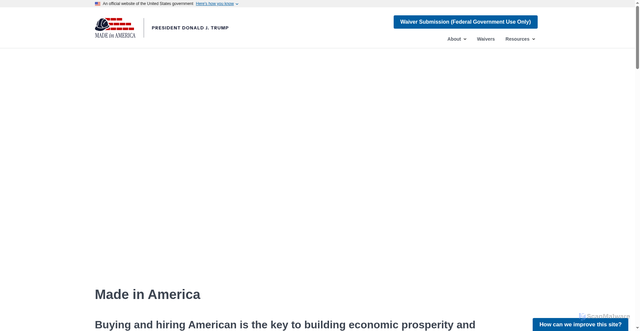 Security scan screenshot of https://www.madeinamerica.gov/