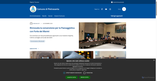 Security scan screenshot of https://www.comune.pietrasanta.lu.it/it