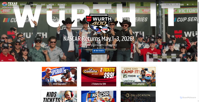 Security scan screenshot of https://www.texasmotorspeedway.com/