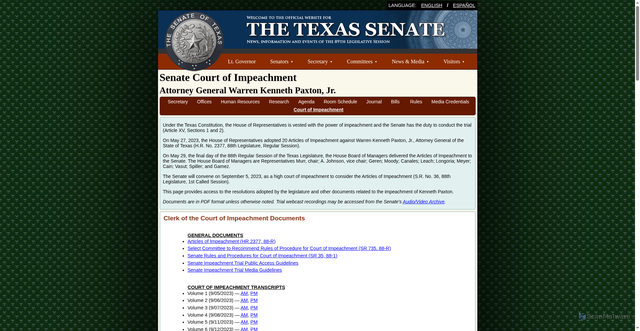 Security scan screenshot of https://senate.texas.gov/coi.php