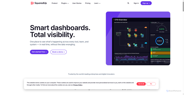 Security scan screenshot of https://squaredup.com