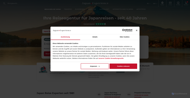 Security scan screenshot of https://www.japan-experience.com/