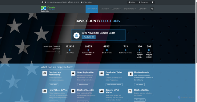 Security scan screenshot of https://www.daviscountyutah.gov/clerk/election/elections