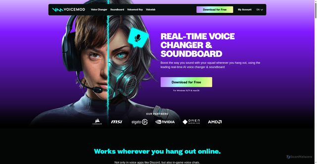 Security scan screenshot of https://wsw.voicemod.net