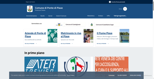 Security scan screenshot of https://www.comune.pontedipiave.tv.it/home