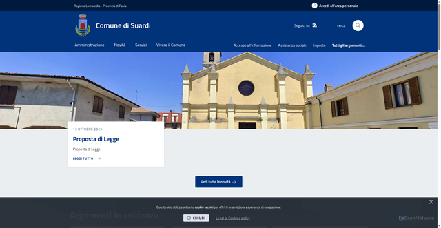 Security scan screenshot of https://www.comune.suardi.pv.it/it-it/home