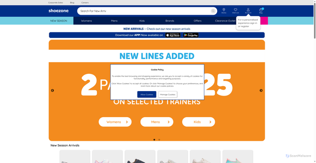 Security scan screenshot of https://shoezone.com