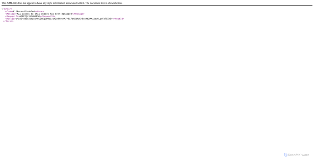 Security scan screenshot of https://2d4e5f6-7a8b-4c2d-9e1f-3b5a7c8d9e0fc.s3.us-east-1.amazonaws.com